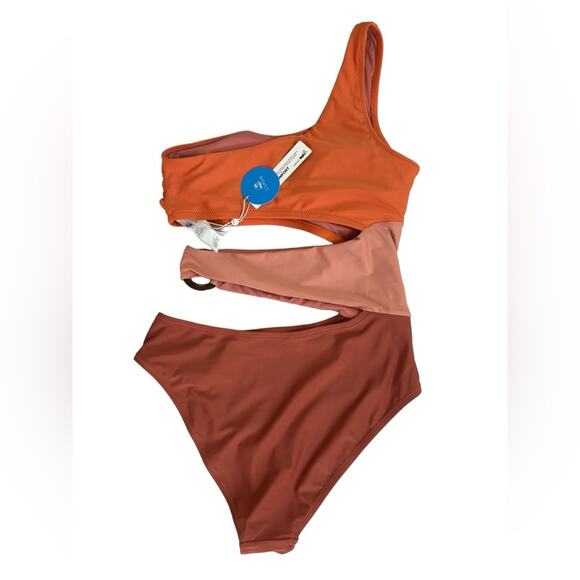 NWT Cupshe One Shoulder Cutout One Piece Swimsuit - Size S - Picture 2 of 5